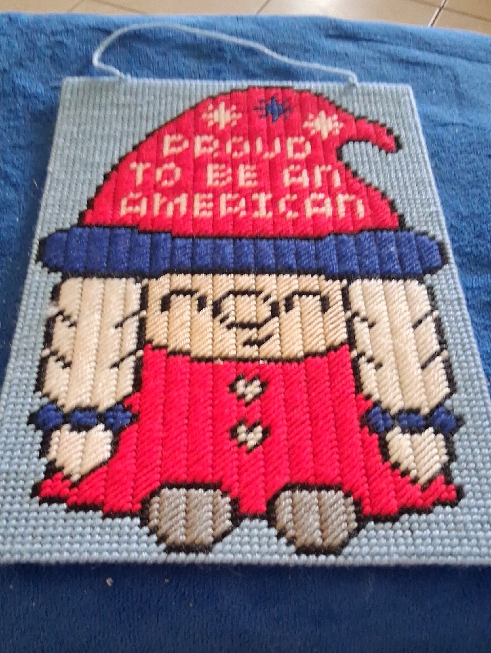 Patriotic Girl Wall Hanging in Red, Blue and Cream